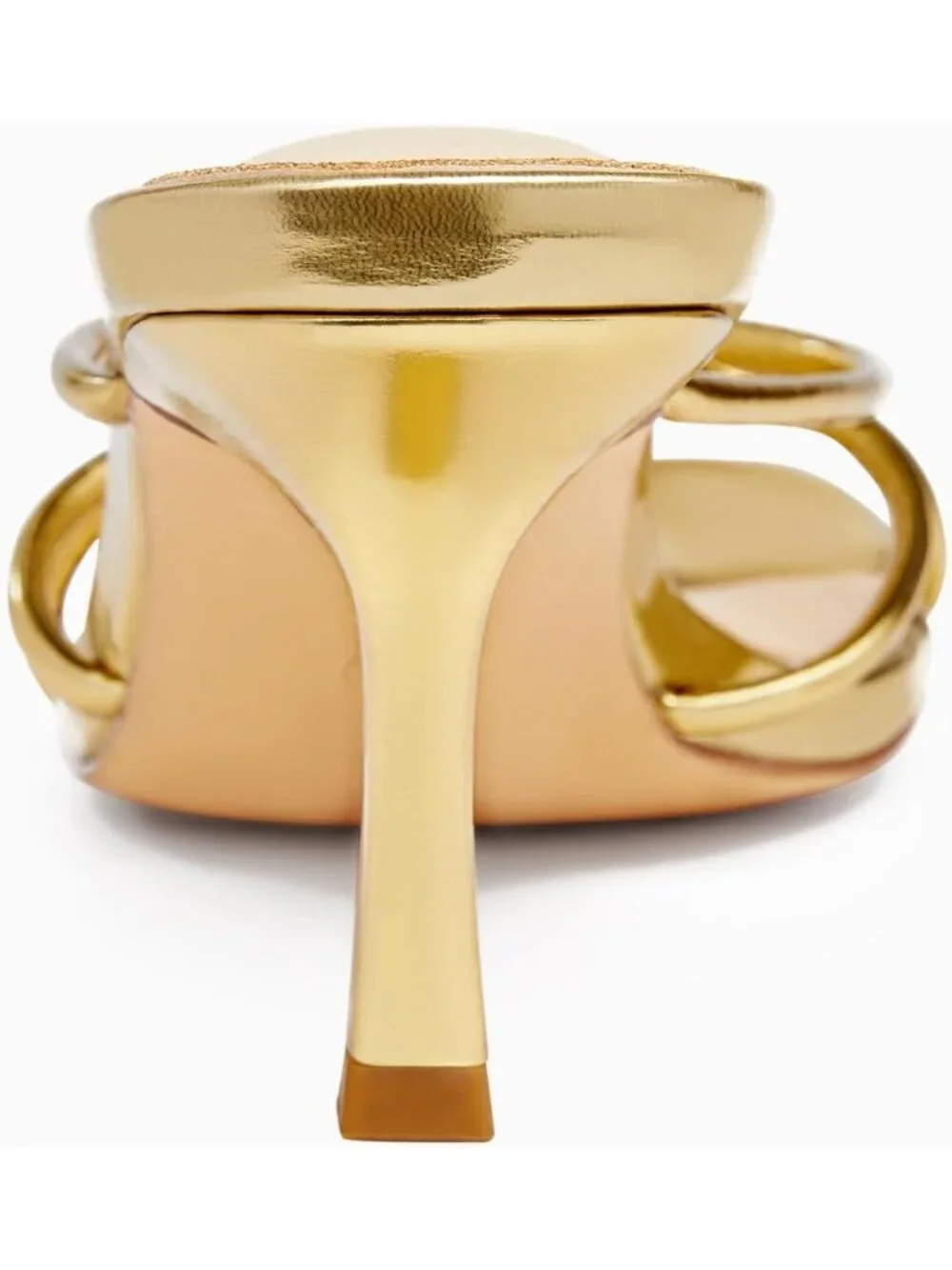 Women’s Gold Faux Leather Square Open Toe Flip Flops Strappy Thong Mule Sandals